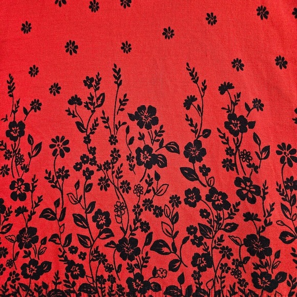 Cathy Daniels Sweater Cardigan Womens 3X Attached Top Pullover Floral Red Black - Picture 8 of 13